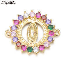 Pipitree-abalorios de circonia cúbica de la Virgen María, Charms para pulsera, conectores, accesorios de joyería de cobre, DIY 2024 - compra barato