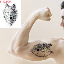 Pegatina de tatuaje temporal a prueba de agua para hombres y mujeres, tatuaje falso de lobo salvaje, cool, mighty ferocious, ins, arte corporal, Flash 2024 - compra barato
