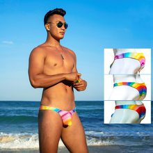 WD228 sexy bright rainbow men swimwear bikini tight low waist swimsuits hot gay men swim trunks brief different penis pouch size 2024 - buy cheap