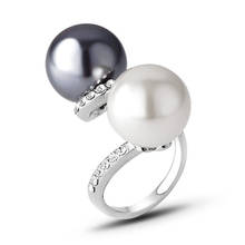 Boho женское кольцо с белым черным жемчугом, кристалл, циркониевые ювелирные изделия, Bijoux Promise, Свадебные обручальные кольца для женщин 2024 - купить недорого