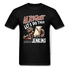 Leeroy jenkinis jogo de camiseta wower, camiseta engraçada, masculina, hip hop, gola redonda, 2019 algodão, roupas 2024 - compre barato