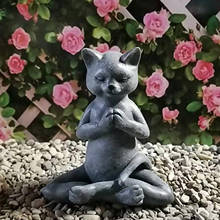 Estatua de resina de gato Buda, estatua de gato de meditación para exteriores, decoración de escultura, adornos artesanales 2024 - compra barato