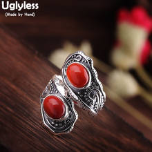 Uglyless Ethnic 30MM Wide Open Rings for Women Agate Gemstones Finger Rings 925 Silver Thai Silver Totem Patterns Jewelry R832 2024 - buy cheap