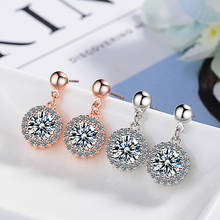 Small Round Shiny Drop Earrings Crystal AAA Zirconia Stone Dangle Earring Stud Simple Mini Classical Earrings Jewelry For Women 2024 - buy cheap