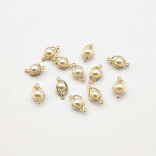 ¡Nueva llegada! Conector de perlas de imitación de oro auténtico para fabricación de pendientes, accesorios de joyería y componentes, 17x10mm, 30 Uds. 2024 - compra barato