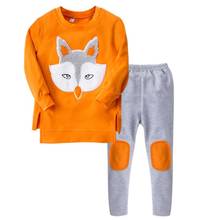 3-10 Years Girls Clothing Set Cartoon Fox Head Girls Clothes Children Casual Full Sleeve T-shirt+Leggings Pants Kids Suit 2024 - buy cheap