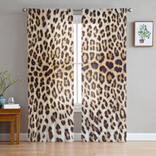 Cortinas com janela transparente de tule de leopardo, para sala de estar, quarto, moderno, cortinas de tule, voile, decoração 2024 - compre barato