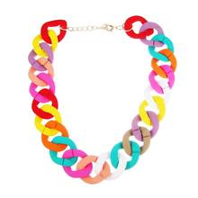 New Matte Colorful Acrylic Chunky Chain Necklace For Women Statement Big Long Chain Pendants Necklaces Fashion Female Jewelry 2024 - buy cheap