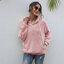 Primavera outono grosso quente hoodies veludo cashmere feminino moletom com capuz sólido pulôver casual topos senhora solta manga longa 2024 - compre barato