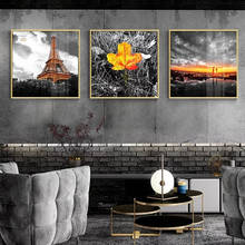 Paisagem moderna nórdico pintura em tela impressão arte da parede decoração para casa cartaz amarelo fresco paisagem imagem da arte para o quarto 2024 - compre barato