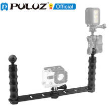 PULUZ-monopié de aluminio CNC para Selfie, soporte de mano doble para buceo, para GoPro HERO9 Black 8 7 6 5 4 / Xiaoyi y otras cámaras de acción 2024 - compra barato