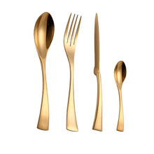 Tablewellware Gold Stainless Steel Cutlery Set Forks Knives Spoons 4 Pcs Kitchen Dinner Set Tableware Titanium Eco Friendly 2024 - buy cheap