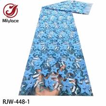 Milylace tecido de renda africano 2020 alta qualidade francês 3d renda applique tecido com contas para vestido RJW-448 2024 - compre barato