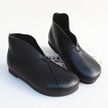 Bota feminina de couro, calçado feminino cano curto primavera couro 2024 - compre barato