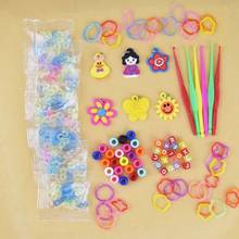 Elastic Rubber Colourful Loom Bands Starter Box with Crochet Weaver Rainbow Bracelet Weaving Knitting Tool Kit for Kids Children 2024 - buy cheap
