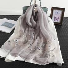 2022 Solid Silk Women Scarf Warm Wool Shawls Lady Wraps Bufanda Floral Pashmina Embroidery Scarves Foulard Wholesale Hijab 2024 - buy cheap