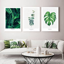 Arte de pared de hoja de planta verde, lienzo de hojas de plátano Monstera, Eccalyptus, póster minimalista, imagen impresa, decoración moderna del hogar 2024 - compra barato