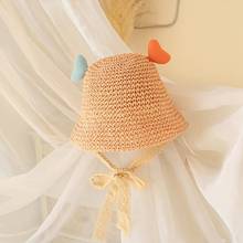 Girls Summer Cap Decorate Wavy Straw Hat For Girls Children Hat Kids Sun Cap Baby Beach Hats 2024 - buy cheap