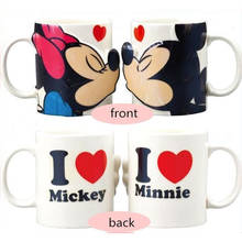 Taza de agua de cerámica con dibujos animados en 3D de Disney, Mickey, Minnie, pareja de amor, regalo para Festival, Taza de leche de café, oficina, familia, 300ML 2024 - compra barato