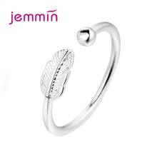 Free Shipping Fashion Cute Leave Design Solid 925 Sterling Silver Jewelry Accessory Adjustable Wedding Band Women Rings 2024 - buy cheap