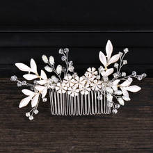 Crystal Silver Color Leaf Flower Hair Comb Bridal Hair Accessories Wedding Headpiece Hair ornaments Bride Hair Jewelry Handmade 2024 - buy cheap