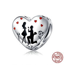 925 sterling silver marry me heart shaped charm fit original bracelet beads woman Pandora jewelry DIY gift pendant 2024 - buy cheap
