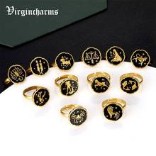 12 Constellations Rings Stainless Steel Gold for Women Men Adjustable Fingers Rings Taurus Cancer Leo Constellation Zodiac Ring 2024 - buy cheap