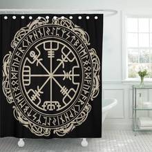 Viking Magical Runic Compass Vegvisir in The Circle Shower Curtain Waterproof Polyester Fabric 72 x 78 inches Set with Hooks 2024 - buy cheap