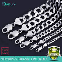 Daifuni 100% Real S925 Sterling Silver Men Fine Jewelry 4-8MM Width Curb Chain Necklace Man and Woman Fashion Jewelry Gift 2024 - buy cheap
