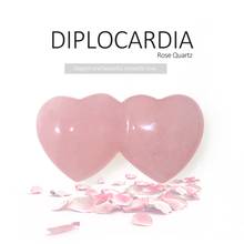 Натуральный розовый кварцевый кристалл камень в форме сердца розовый Кристалл Двойные сердца любовь камень День Святого Валентина свадебные подарки 2024 - купить недорого