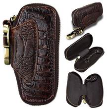 Crocodile Pattern Genuine Leather Key Holder Organizer Men Car Key Wallets Housekeeper Male Keychain Covers Hasp Key Case Bag 2024 - buy cheap