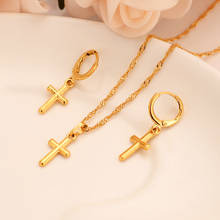 Banphilips conjunto de joias pingente cruz etíope, corrente/brincos, colar, cor dourada, cristão 2024 - compre barato