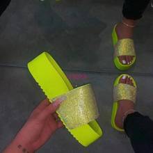 Sandalias de playa de color caramelo para mujer, zapatillas de moda salvaje al aire libre, plataforma impermeable, fondo grueso, diamantes de imitación 2024 - compra barato