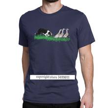 Border Collies Have Their Ducks In A Row T-Shirt Men Dogs Lover Pet Collies Dog Cotton Tees Fitness T Shirts Camisas 2024 - buy cheap