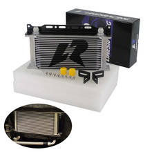 Linesracing radiador de óleo para motor, universal, fileiras, preto/prata, + kit de suporte de montagem 2024 - compre barato