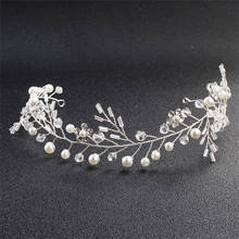 OKILY Delicate Alloy Plum Blossom Wedding Bridal Hair Band for Women HandmadeCrystal Pearl Hair Headband Banquet Jewelry 2024 - buy cheap