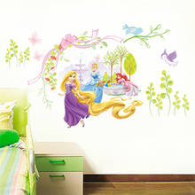 Adesivos de parede para crianças, adesivos de princesa rapunzel ariel cinderdas para quarto de meninas, decoração de casa e pôster de pvc, decalques de arte de parede 2024 - compre barato
