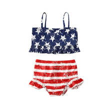 Pudcoco USPS Fast Shipping 2020 July 4th Girl Stars & Striped Swimwear Swimsuit Bathing Suit Beachwear 2024 - buy cheap