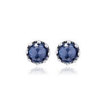 Blue Round CZ Stone Sparkling Crown Stud Earrings for Girls 925 Sterling Silver Earrings Jewelry Women Earrings 2019 New Arrival 2024 - buy cheap