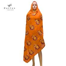 Новый стиль, африканские женские шарфы, мусульманская вышивка, тяжелый хлопковый шарф с бусинами для Платков 2024 - купить недорого