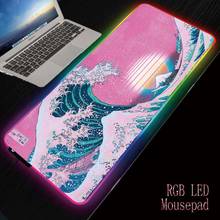MRGBEST Great Wave Landscape RGB Gaming Computer Mousepad Large Big Gamer Desk Mouse Pad Led Mause Pad Backlit Keyboard Mice Mat 2024 - buy cheap