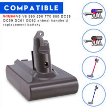 V6 21.6V 6000mAh Li-ion Battery Replacement para Dyson Aspirador SV09 SV07 SV03 DC58 DC61 DC62 DC74 965874-02 Animal Bateria 2024 - compre barato