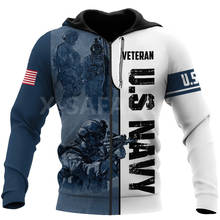 Navy USA Flag Army Veteran 3D All Print Plus Hoodie  Man Women Harajuku Outwear Zipper Pullover Sweatshirt Casual Unisex Jacket 2024 - buy cheap