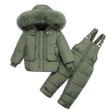 MudiPanda Winter Children Clothing Sets Kids Down Coat Jacket Hooded Parkas+Bib Pants Jumpsuit Boy Fur Snowsuits Baby Girl 2024 - buy cheap