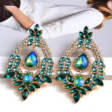 New Styles Long Metal Colorful Crystal Drop Earrings High-Quality Fashion Rhinestones Jewelry Accessories For Women Wholesale 2024 - buy cheap