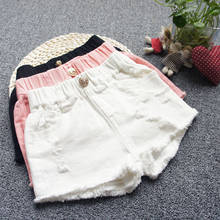 Girls Denim Shorts Kids Summer Pants Elastic Waist Ripped Solid Jeans Tennage Girl Casual Thin Trousers Children Clothes 2024 - buy cheap