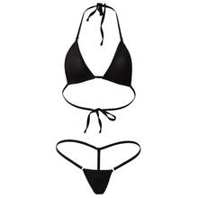 Mayo-microbikini para mujer, bañador Sexy de color sólido con cuello colgante, minibikini para playa y piscina, 2019 2024 - compra barato