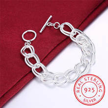 Lindo bracelete da moda frete grátis, lindo pingente de prata 925, joia, corrente de prata, presente de festa feminino 2024 - compre barato