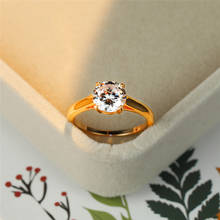 Minimalist Female Round Zirconia Ring Fashion Classic Gold Wedding Rings For Women Dainty Bridal Small Engagement Ring 2024 - buy cheap
