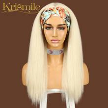 Krismile em linha reta 613 # cor bandana peruca diário festa férias viagem sem gel glueless 18 "peruca para preto mulher com 2 bandas livres 2024 - compre barato